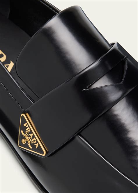 prada spazzalato black leather penny loafers women similar brand